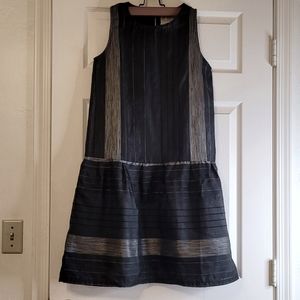 Ace&Jig dress, black with silver thread, semi-sheer, dropwaist
